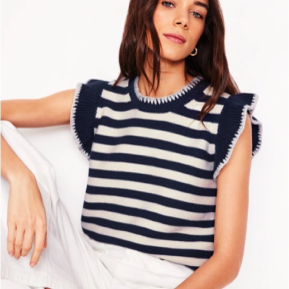 Boden Lena Stitch Detail Vest
Navy and Ivory Stripe